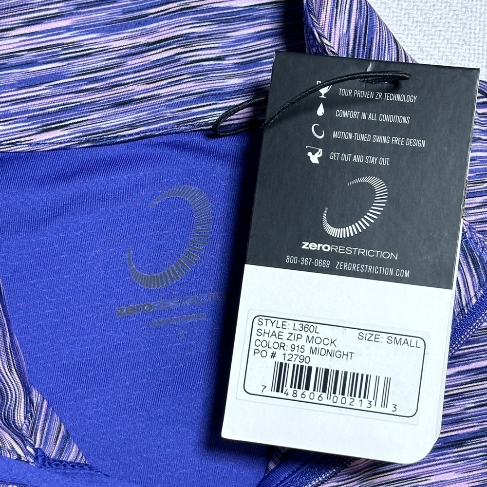 NEW Zero Restriction Shae Performance 1/4 Zip Women Small Space Dye Purple Mock - Picture 4 of 12